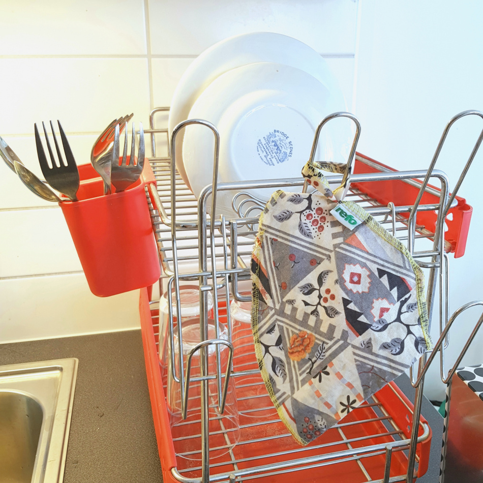 Kaffefilter av återvunnet tyg - i röda/rosa toner 4