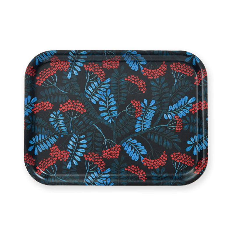 Bricka Rönnbär Blå 27x20 cm