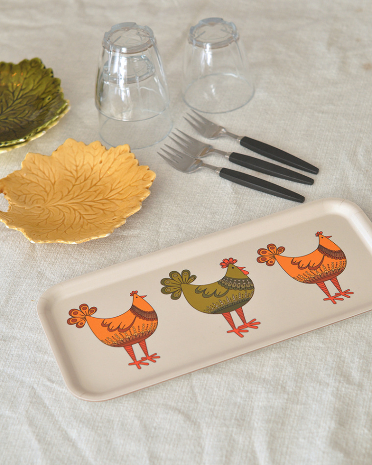 Bricka Tupp&Höna Grön-Gul ljus