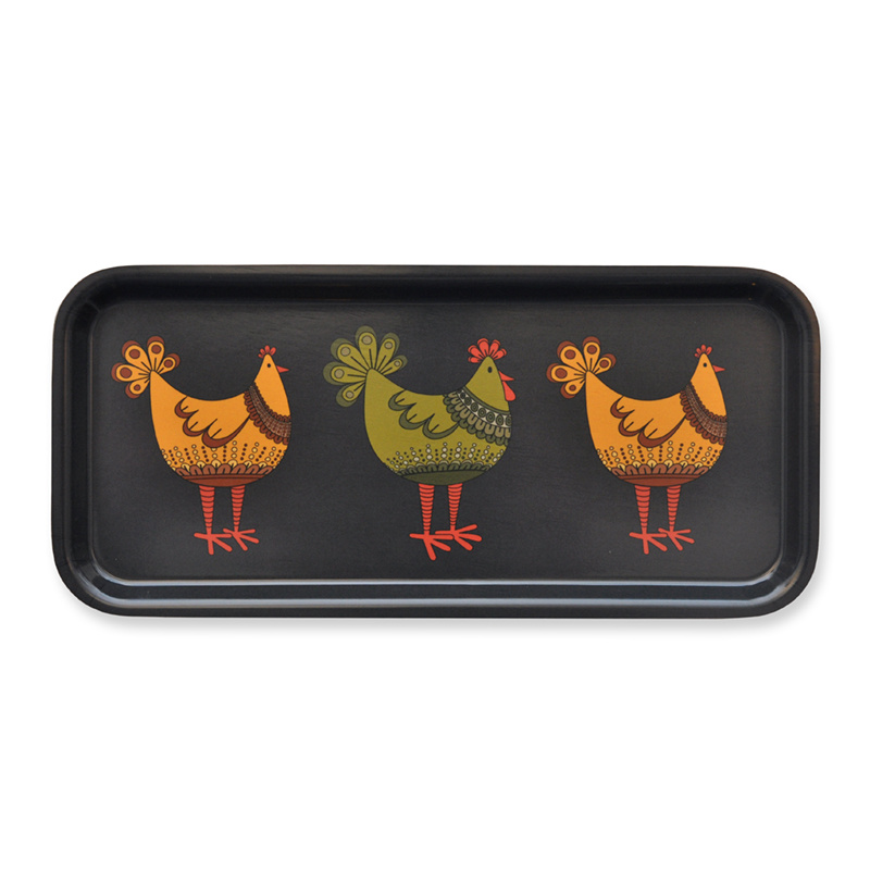 Bricka Tupp&Höna Grön-Gul 32x15 1