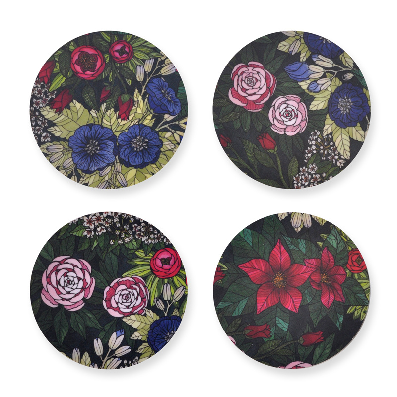 Glasunderlägg Old Flowers original