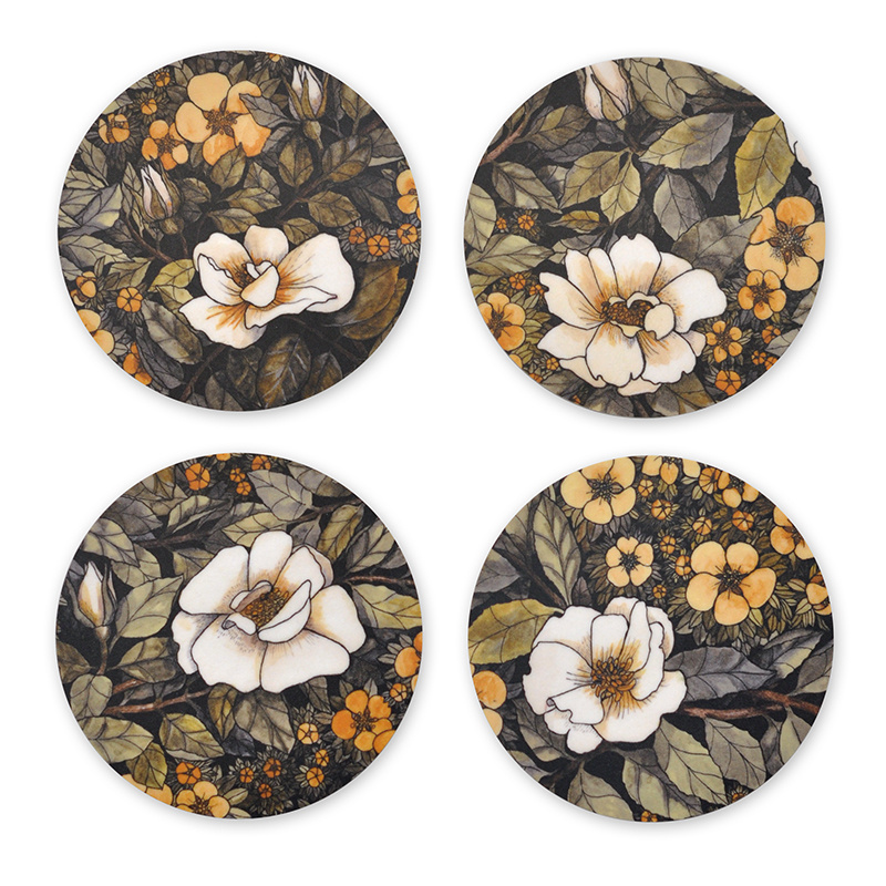 Glasunderlägg Rosatok 4-p