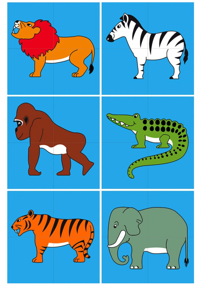 Klosspussel av trä - barnpussel med djungelmotiv