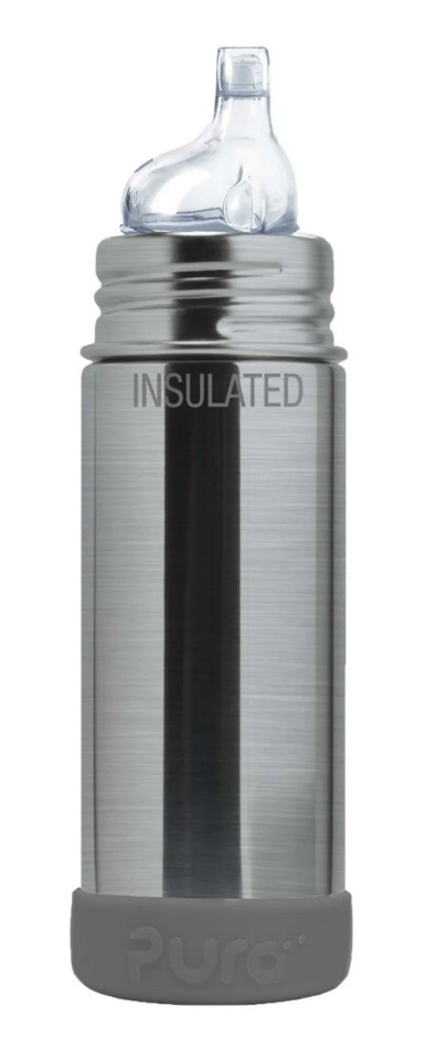 Pura isolerad pipflaska 260ml rostfritt stål - bottenskydd av silikon - slate