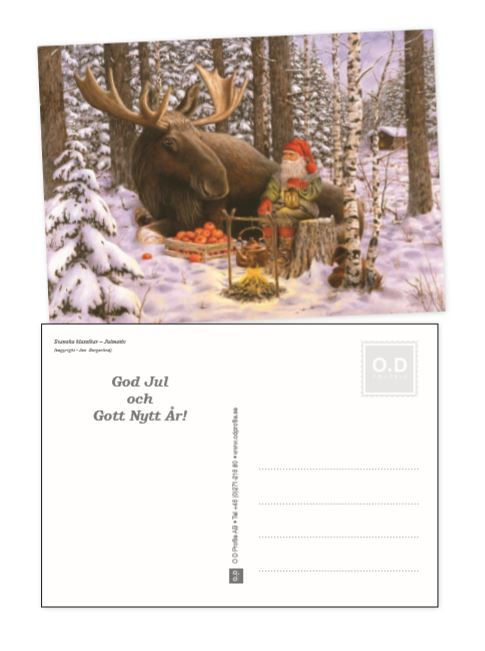 10-pack Julkort i metall av motiv Jan Bergerlind - Tomte med älg