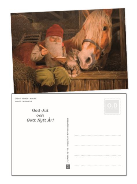 10-pack Julkort i metall av motiv Jan Bergerlind - Tomte med häst