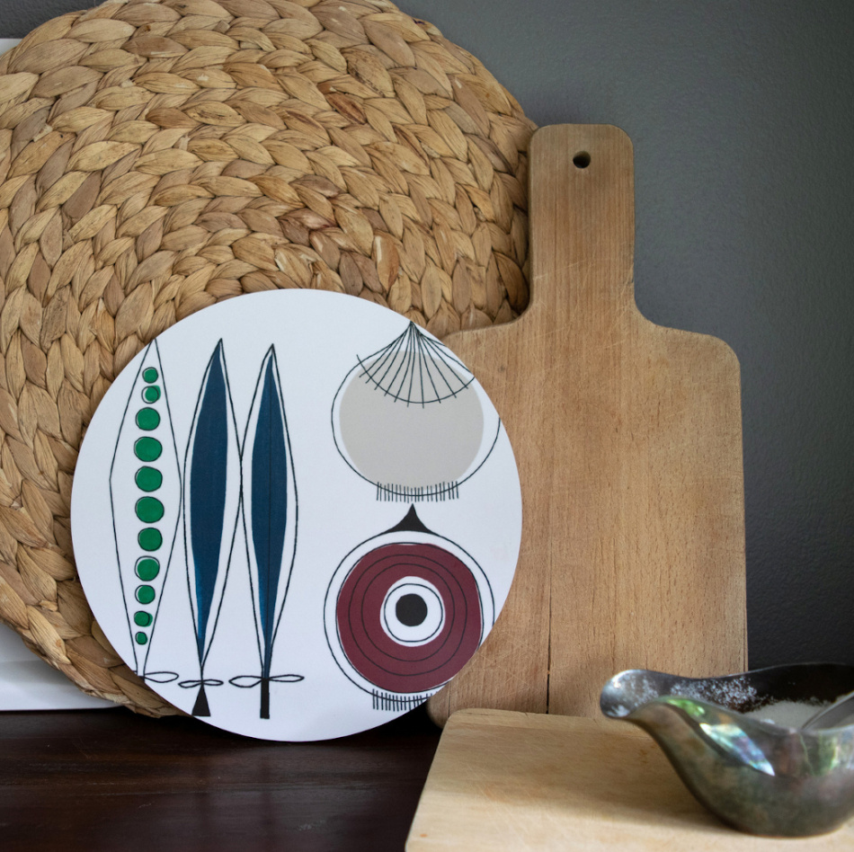 Picknick, grytunderlägg, lök, blå multi, 21cm 2