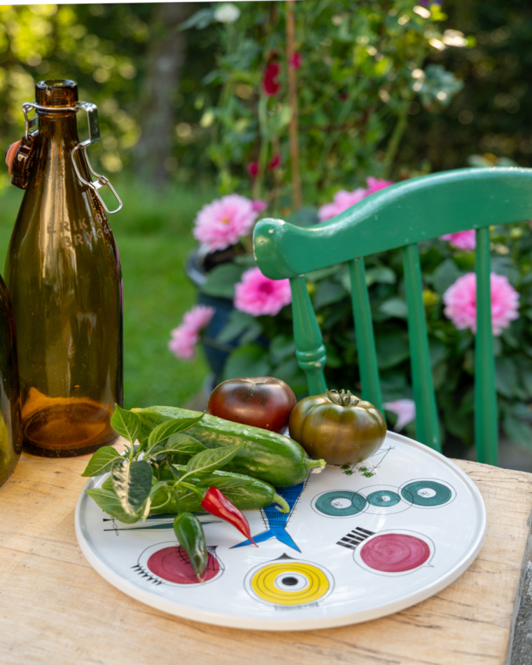 Picknick, uppläggningsfat i porslin