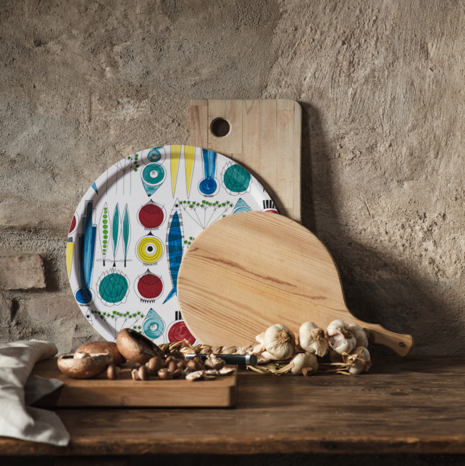 Picknick bricka i originalfärg, Ø38cm