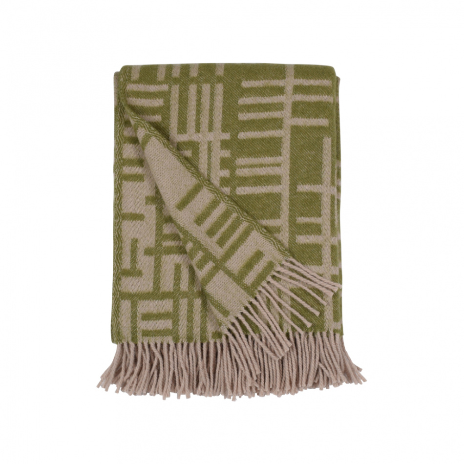 Pickepin, pläd, mossgrön beige 1