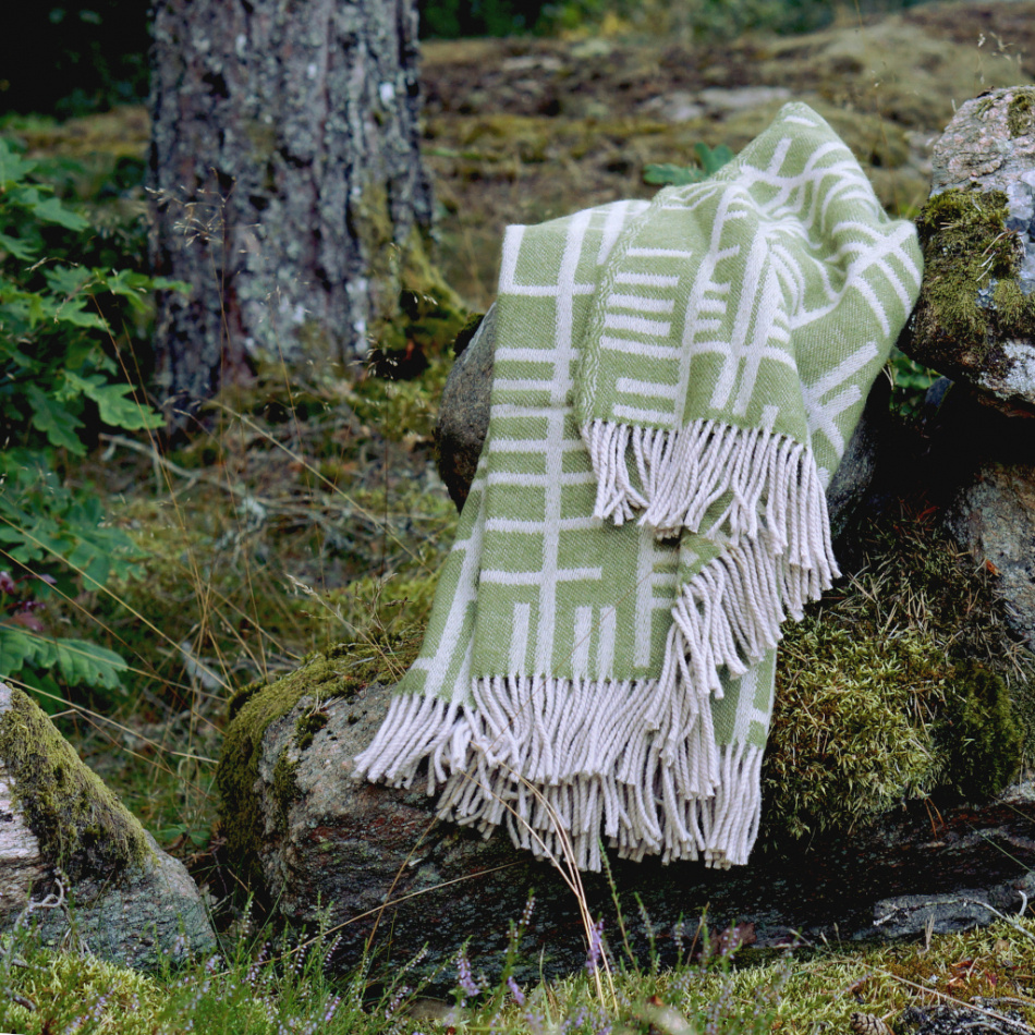 Pickepin, pläd, mossgrön beige 7