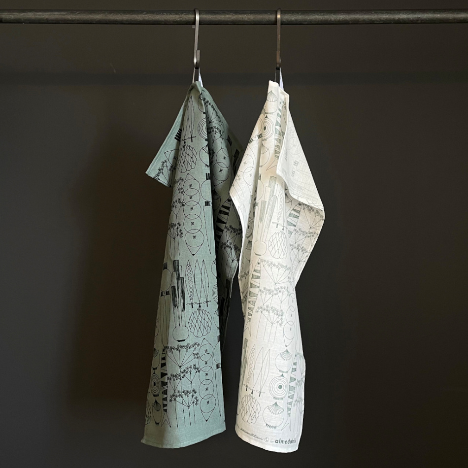 Picknick, kökshandduk, gröngrå/svart 3