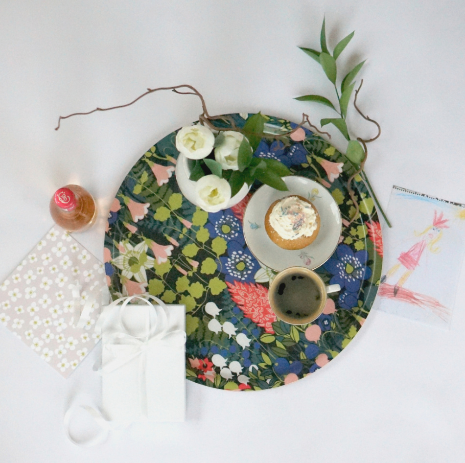 Skogen, bricka, svart grön rosa, 38cm 5