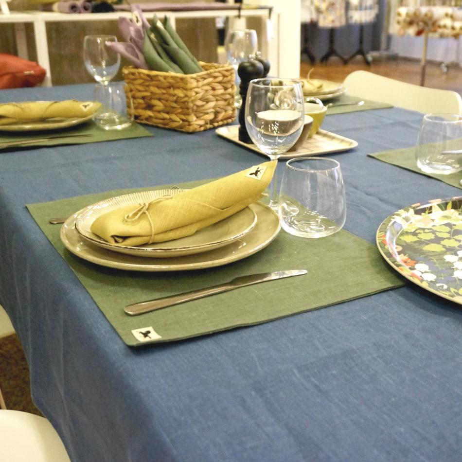 Linne, duk, ljus oliv, 140x220cm 2