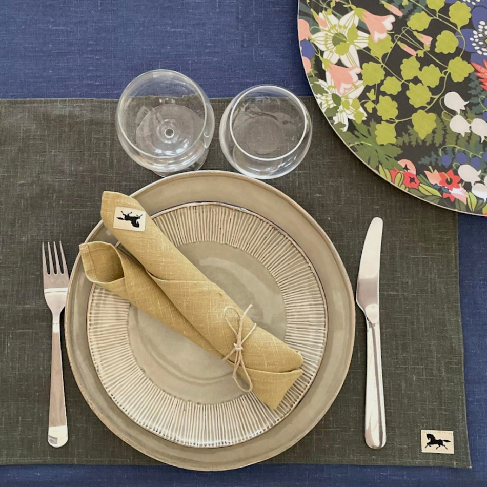 Linne, servett, ljus oliv, 32x32cm (2-pack) 3