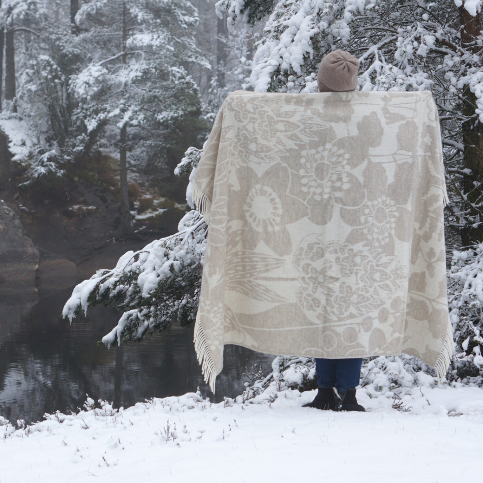 Skogen, pläd, beige offwhite 2