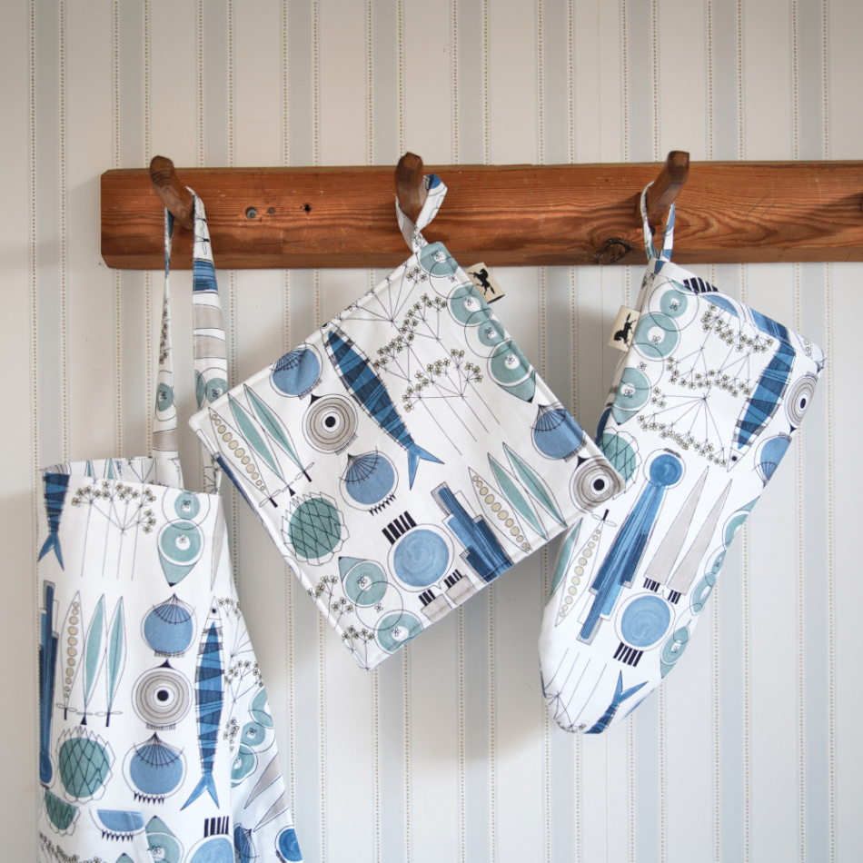 Picknick, grytlapp, blå beige 4