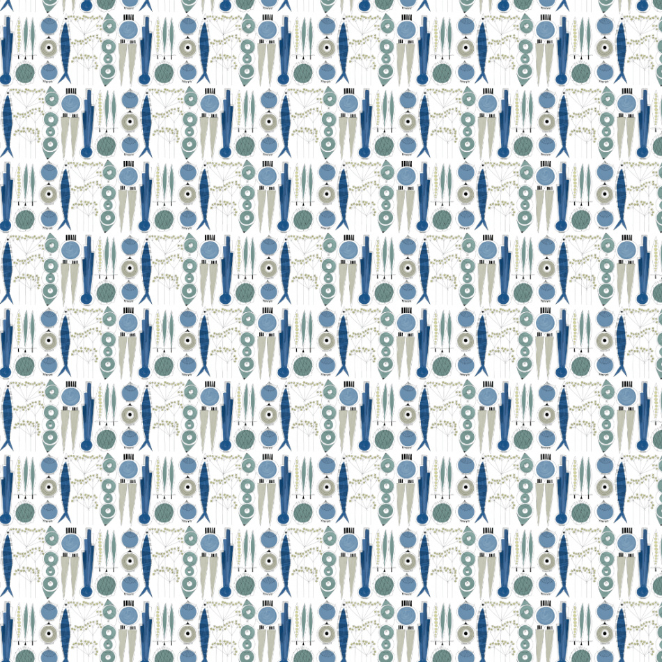 Picknick, metervara, blå beige, 150cm 1