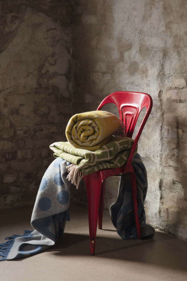 Pricktyg, pläd, blå beige