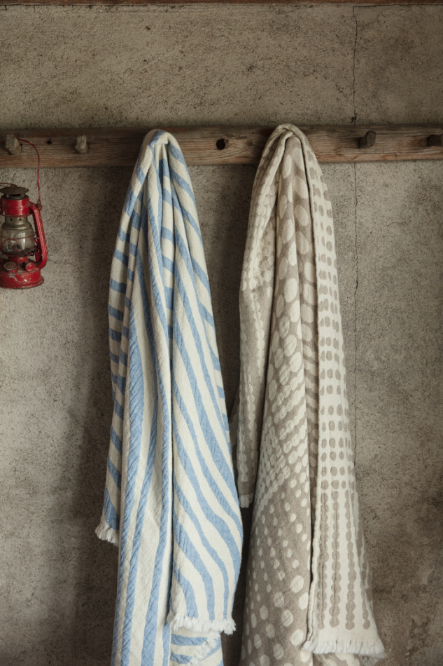 Pricktyg, pläd bomull, beige offwhite