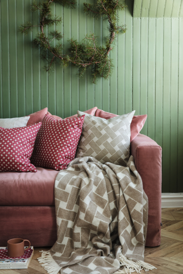 Korg, kuddfodral, röd, 47x47cm