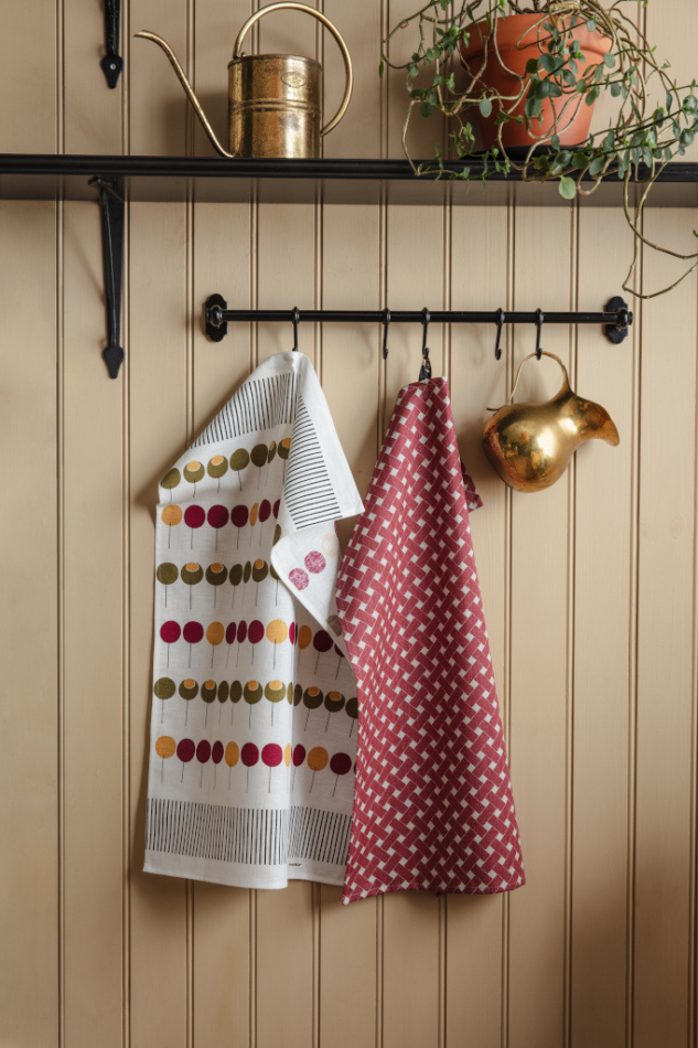 Korg, kökshandduk, röd