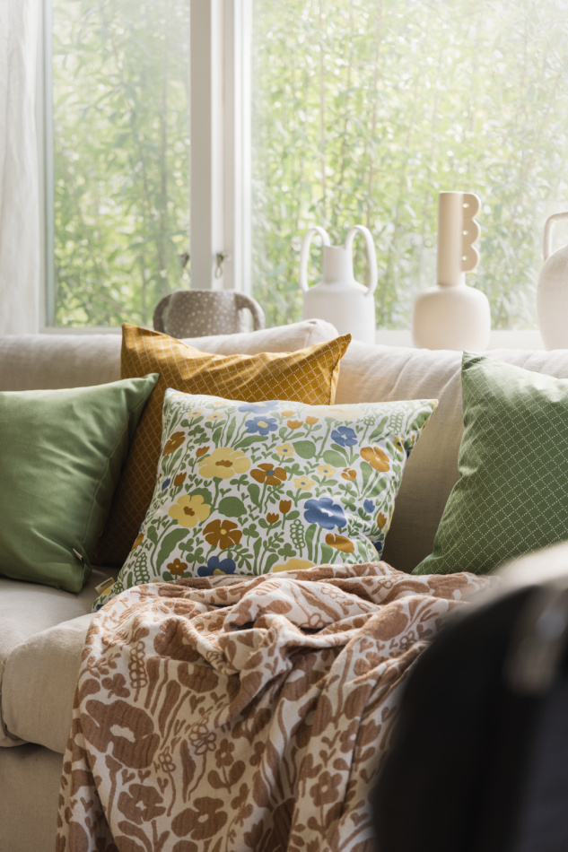 Fauna, kuddfodral, gulgrön, 47x47cm