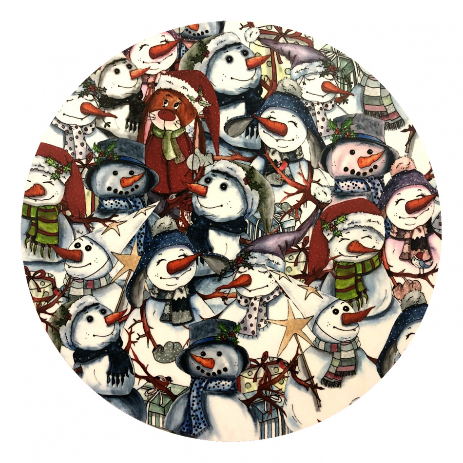 Grytunderlägg 25 cm ø Snowmen all over
