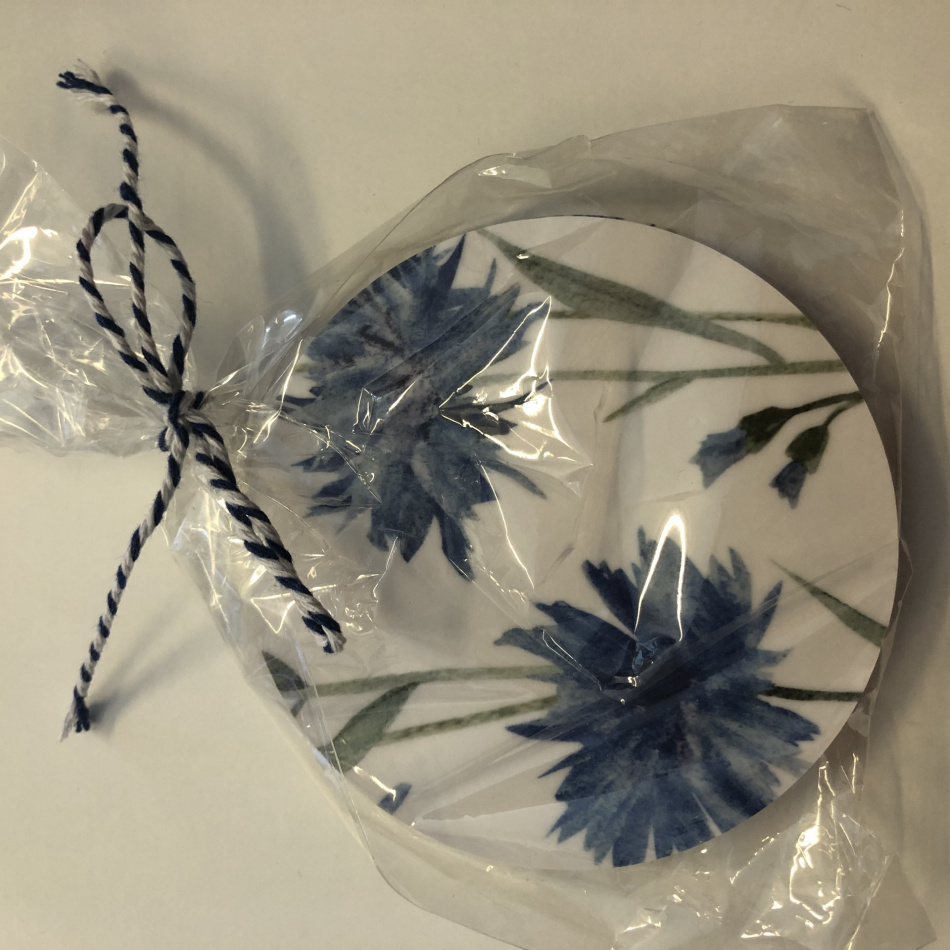 Glasunderlägg, Blåklint 9 cm