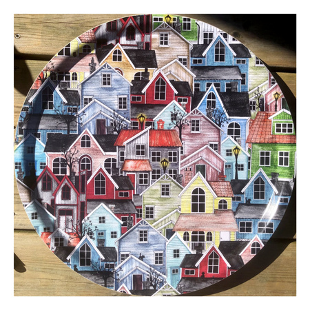 Bricka, Hus all over Ø 38 cm