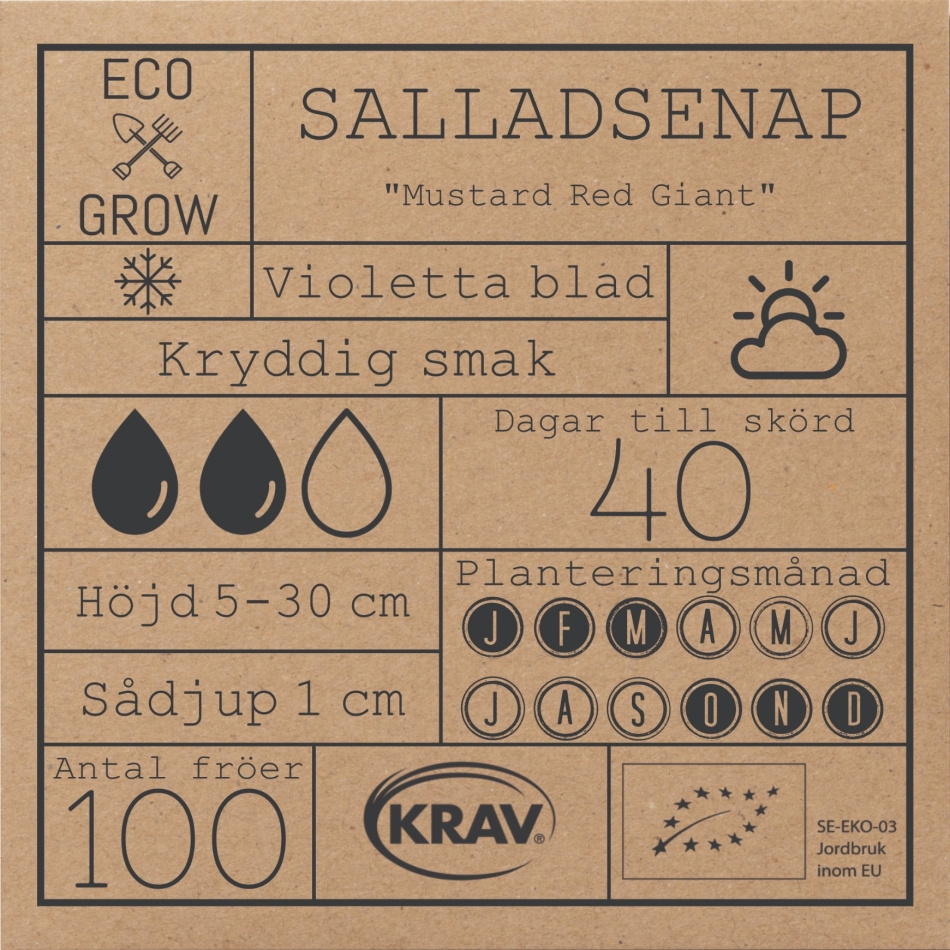 Salladsenap - Mustard Red Giant Fröer Online - Gröna Blad