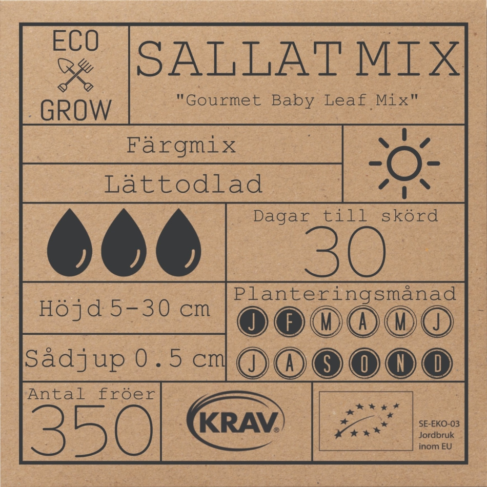 Sallat Mix - Gourmet Baby Leaf Mix Fröer Online - Gröna Blad