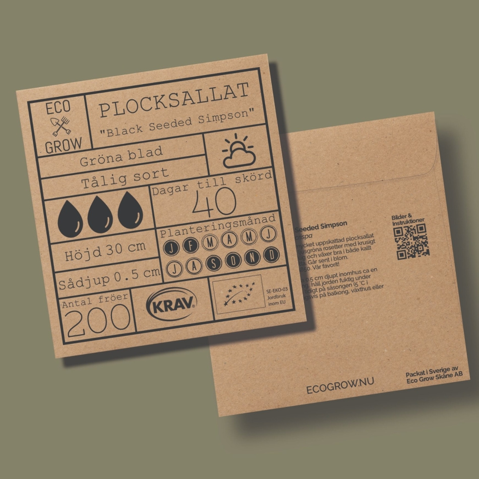 Plocksallat - Black Seeded Simpson Ekologiska Fröer Online