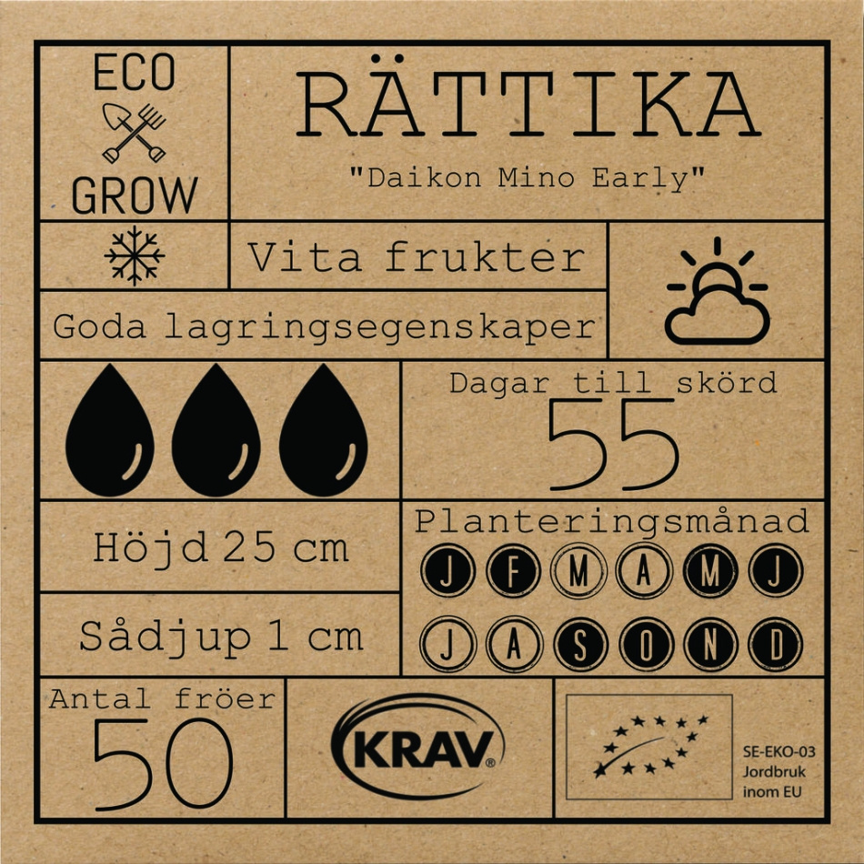 Rättika - Daikon Mino Early Fröer Online - Rotfrukt