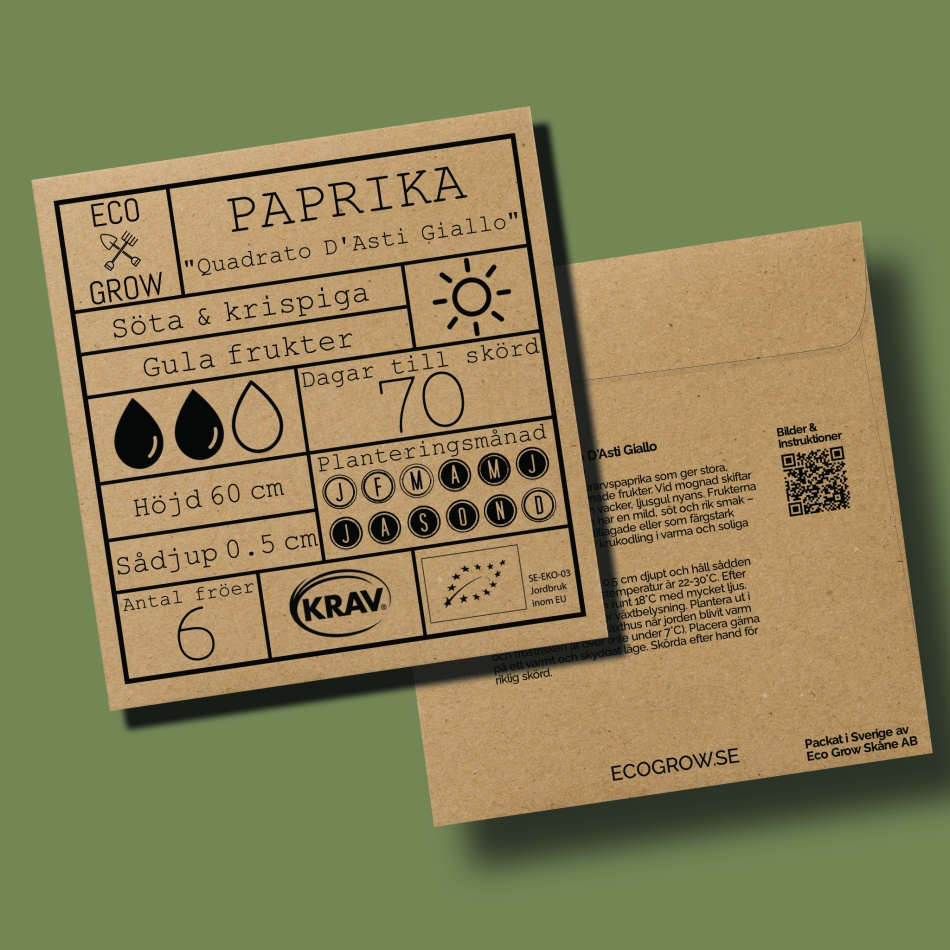 Paprika - Quadrato D'Asti Giallo Ekologiska Fröer Online