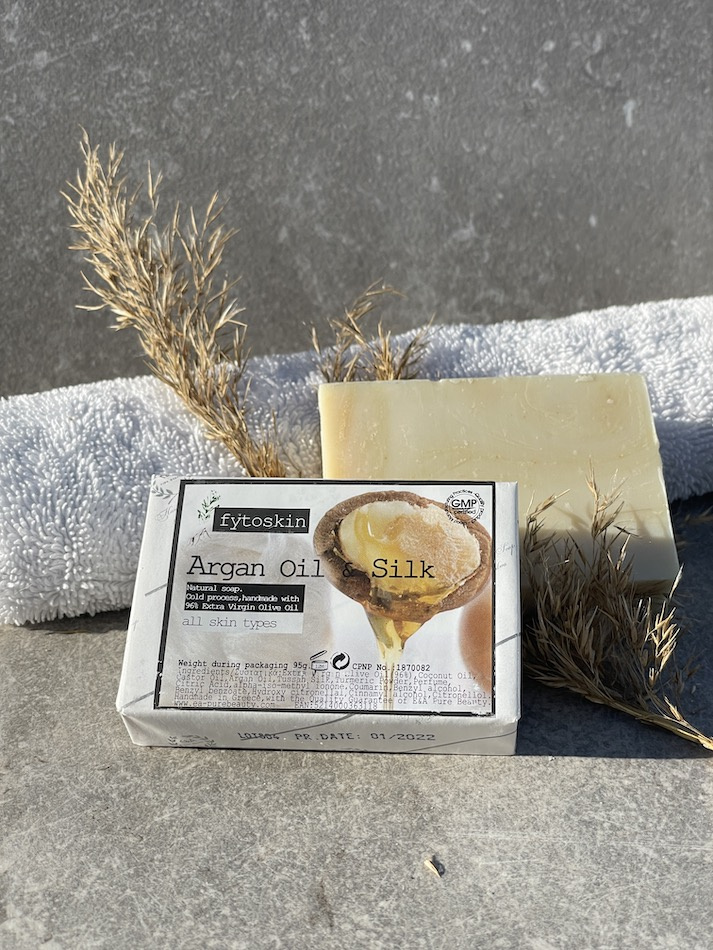 Grekisk olivtvål med arganolja och silke  95 gram