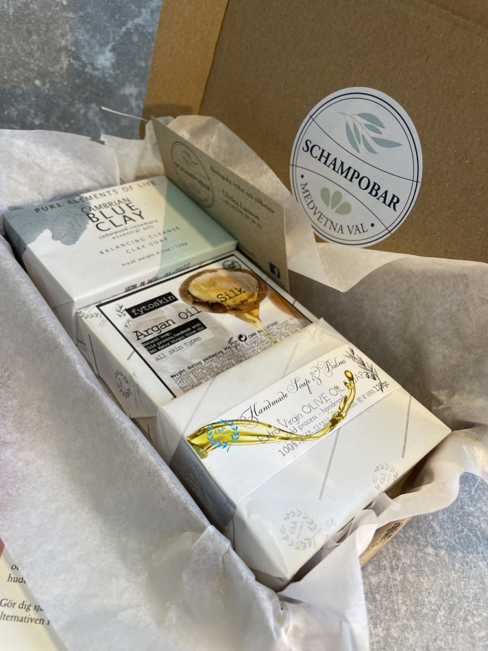 Naxos – Tvål & Presentask med 3 st Grekiska olivtvålar