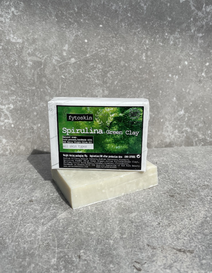 Santorini – Tvål & Presentask med Tvålfat i trä & 4 st Grekiska olivtvålar/schampobar