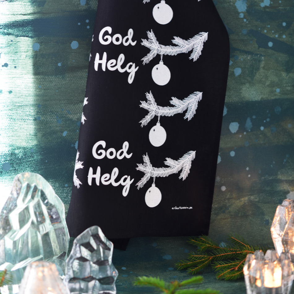 kökshandduk GOD HELG vit-svart 50x70 cm