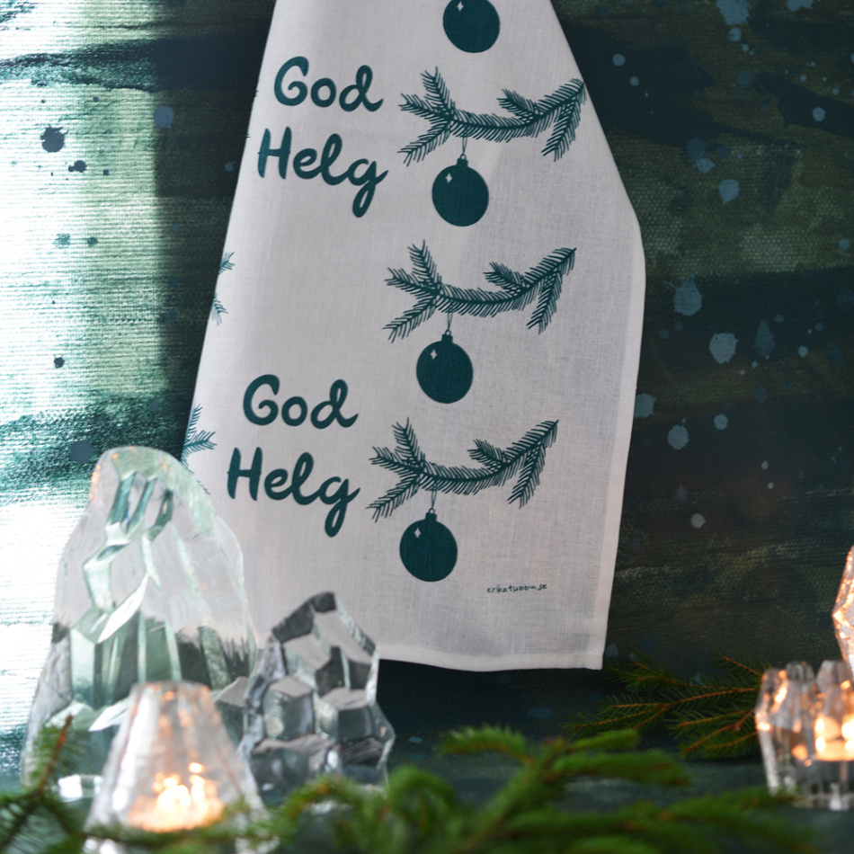 kökshandduk GOD HELG grön-vit 50x70 cm