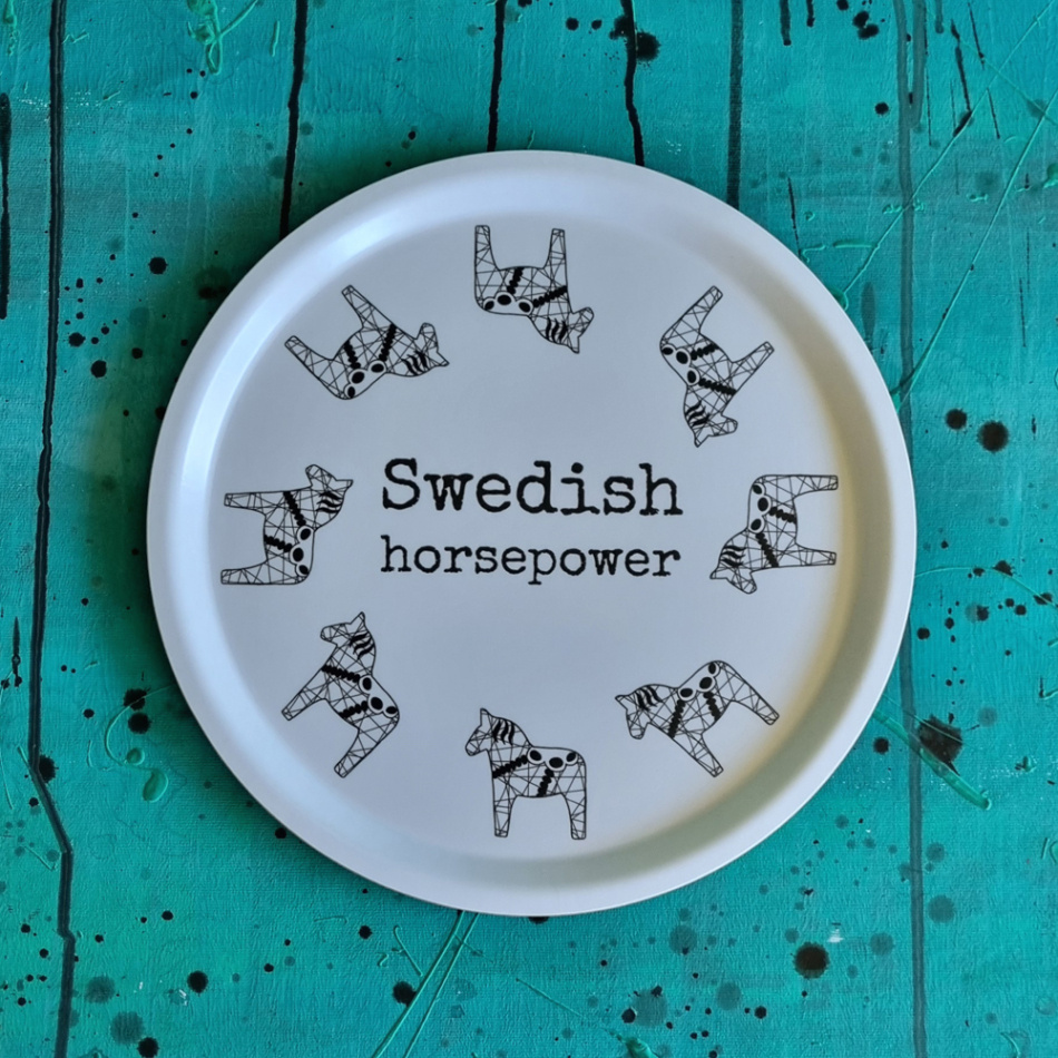 bricka/tårtfat SWEDISH HORSEPOWER 31 cm