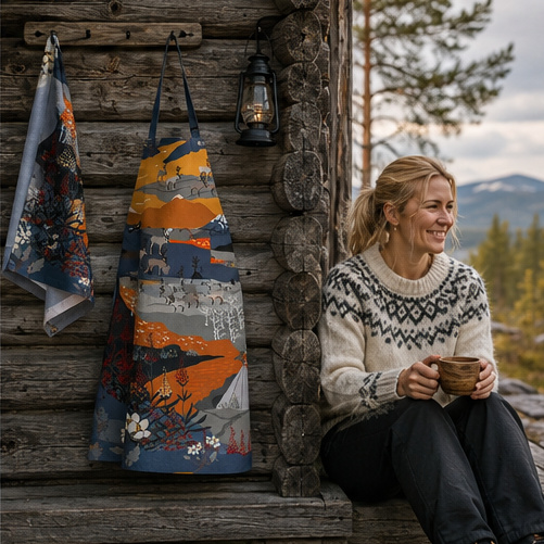 Fjällvandring orange kökshandduk